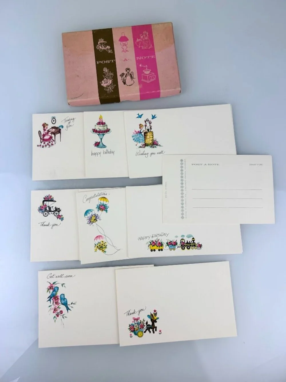 VTG Current Post-A-Note Postcards Cartoon Notecards Stationery Birthday Set 25